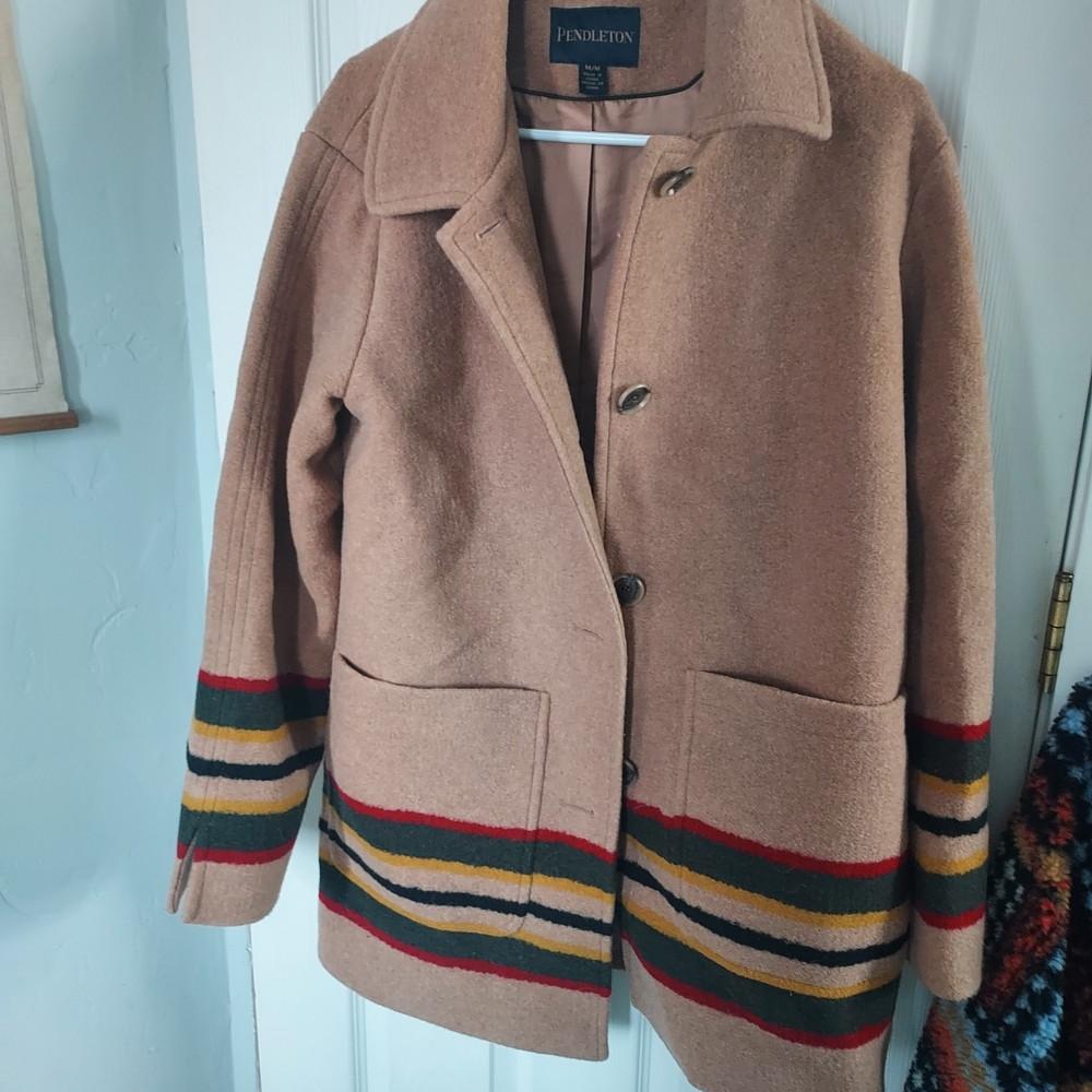 Pendleton Women's Tan Wool Jacket with Multicolor… - image 1